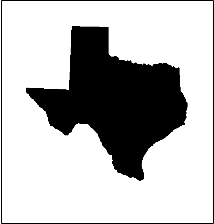 A black and white map of the state of Texas